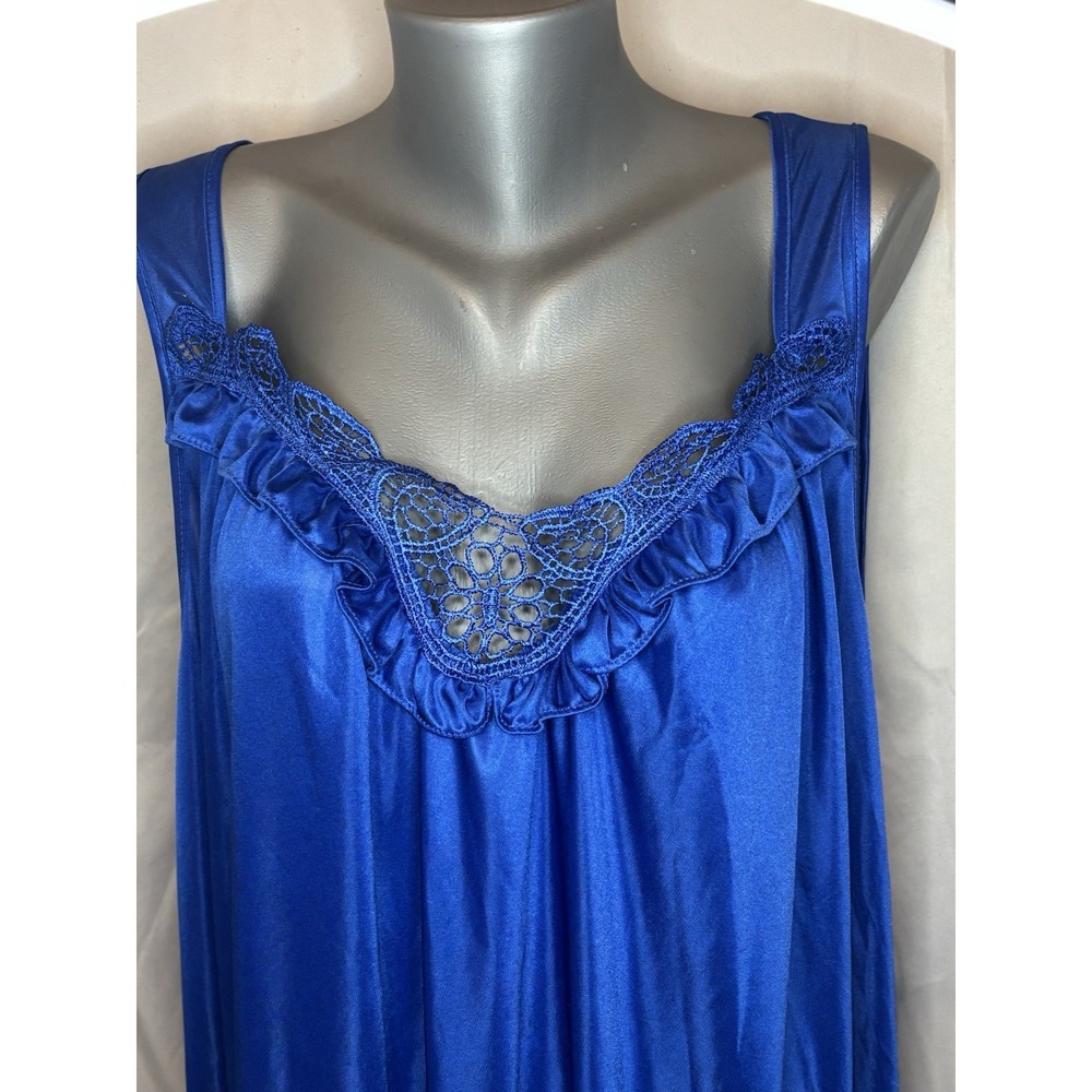 Vince Fashion Blue Semi Sheer Sleeveless Flowy Short Nightgown Women XL feminine